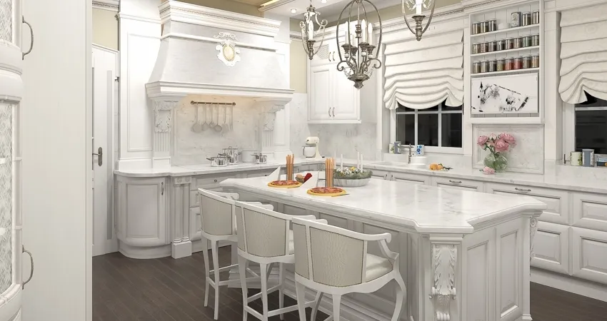 Fehér konyhák klasszikus formatervezéssel